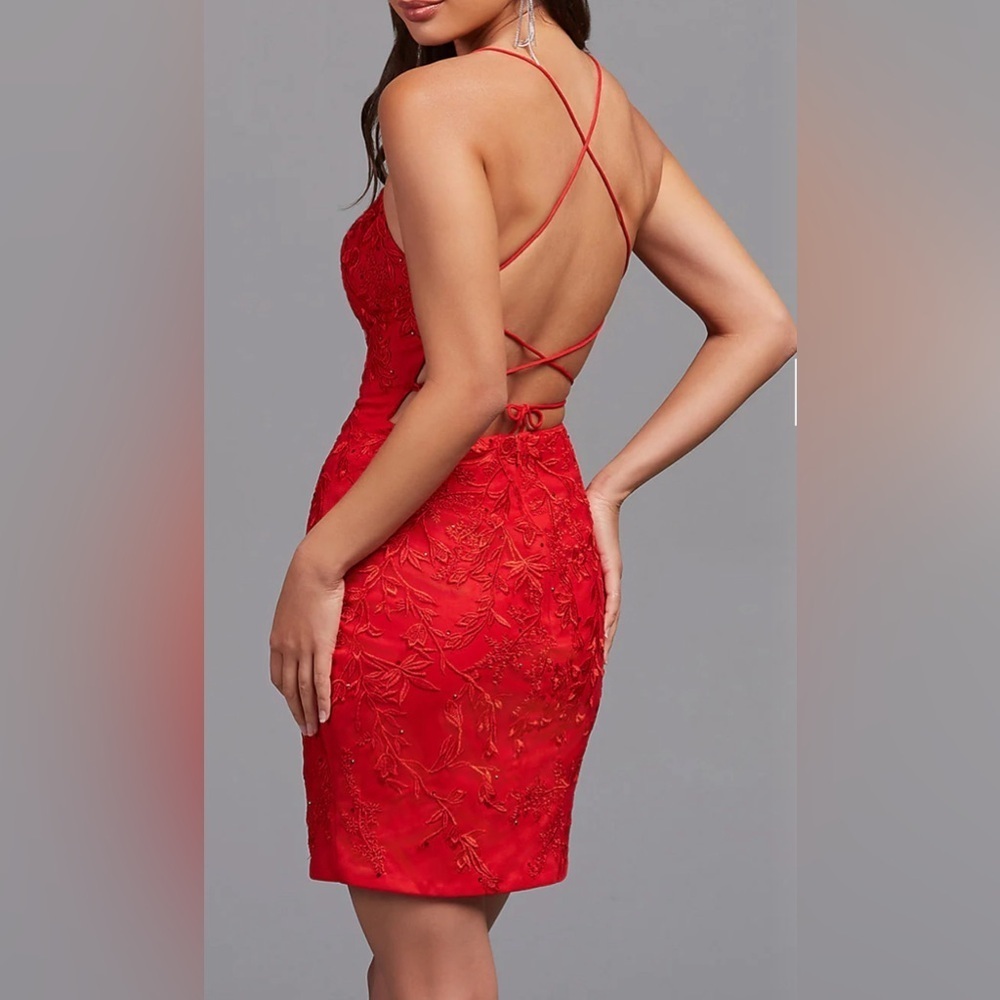 Cherry Red lacy mini dress in size 12. NWT
